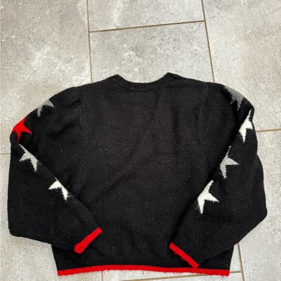 Girls Vintage Havana Black Sweater with Red and Gray Star Accents, size L (14) - Picture 4 of 5